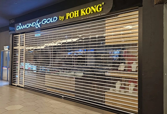 Storefront of Diamond and Gold with Roller Shutter in Malaysia